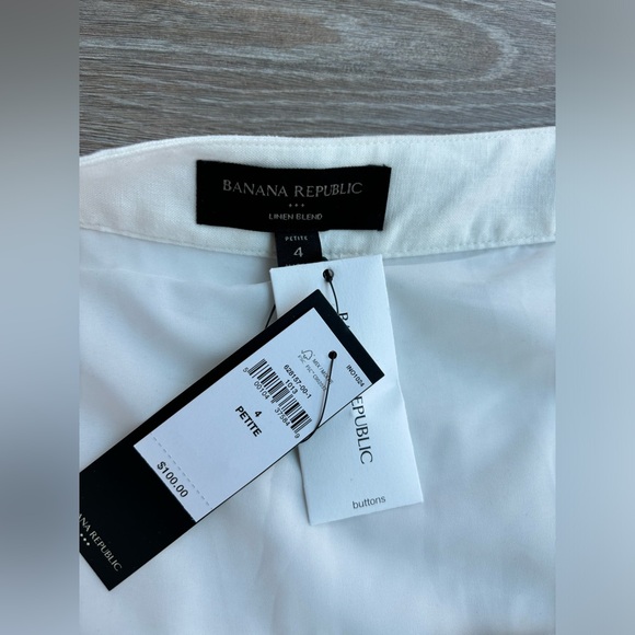NWT. Size 4 Petite Banana Republic White Linen Midi Skirt. - Picture 6 of 6
